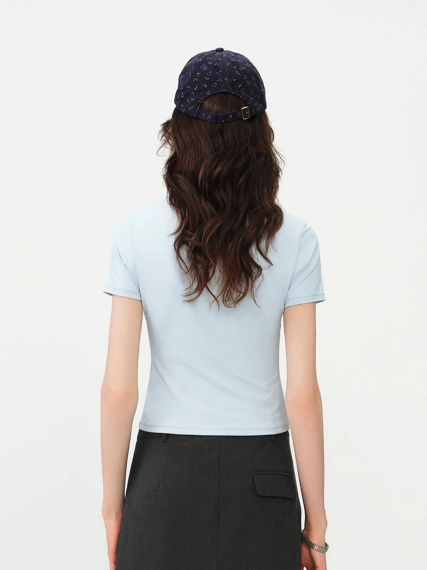 FSLE 2026 Summer Women's Nylon Spandex Tapered T-Shirt - Flattering Casual Top for Daily Wear