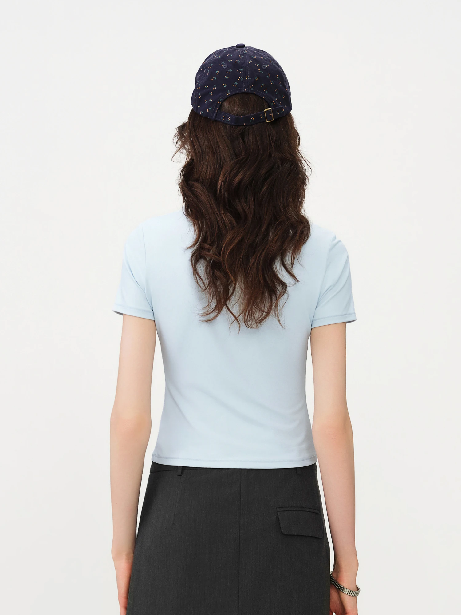 FSLE 2026 Summer Women's Nylon Spandex Tapered T-Shirt - Flattering Casual Top for Daily Wear