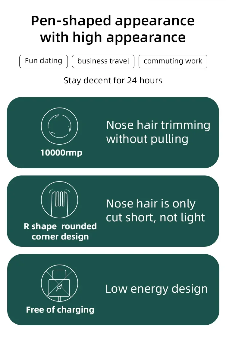 Huanxing HN3 Electric Mini Nose Hair Trimmers Portable Nose Ear Hair Shaver Clipper Waterproof Safe Removal Cleaner