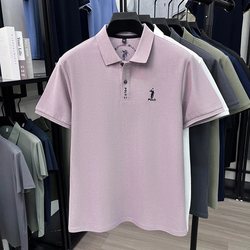 Luxury brand short sleeve silky cotton polo shirt summer new business men's T-shirt Paul Pony embroidered breathable casual top