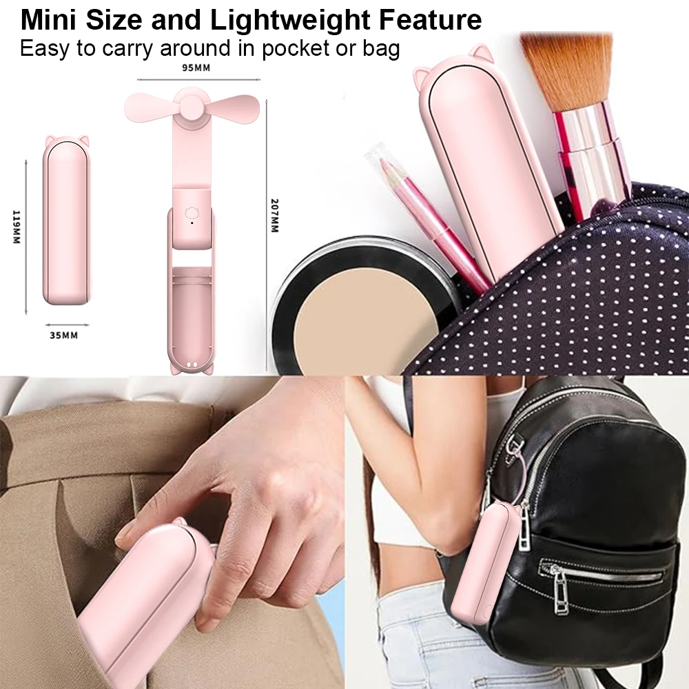 Mini USB Fan Handheld Personal Fan Cooling Fold Fan For Camping Home Travel Outdoors USB Rechargeable Portable Fan Mini Fan