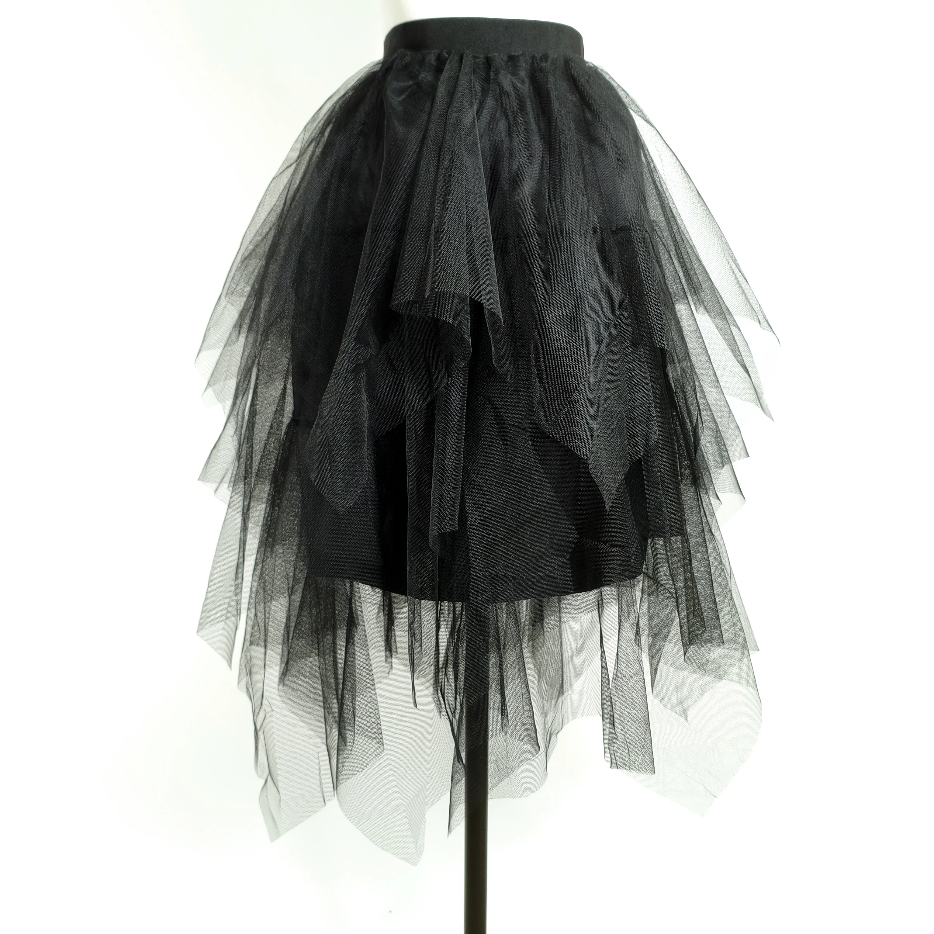 Adult Fluffy Tulle Tutu Skirt with Colorful LED Lights, Layered Ruffled High Low Skirt for Prom Halloween Costume