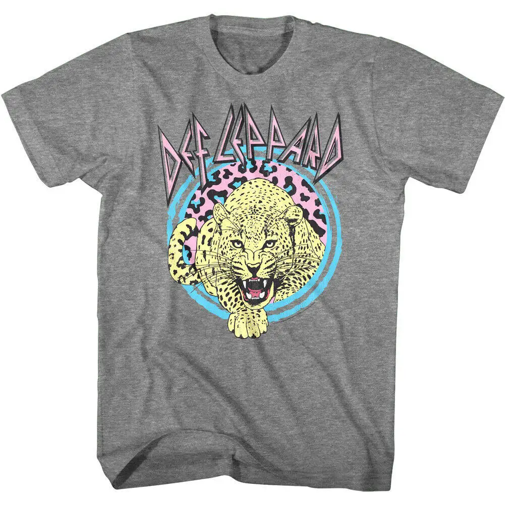New 1980s Def Leppard Men's T-shirt with Leopard Pattern Directly Sprayed