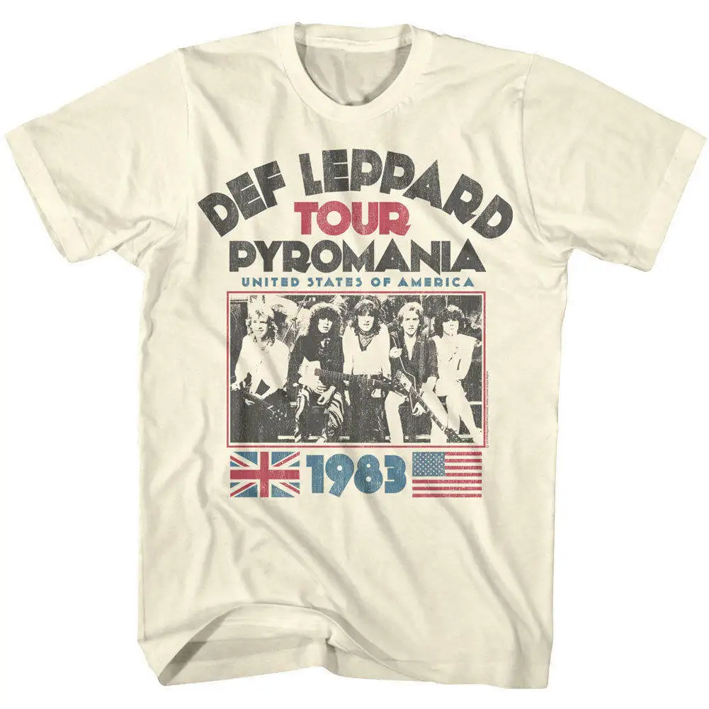New 1980s Def Leppard Men's T-shirt with Leopard Pattern Directly Sprayed
