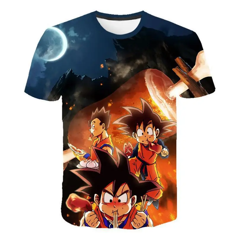 2026 Summer Dragon Ball Retro Fitness T-shirt Men's Oversized 3D Printed Short-sleeved Family Unisex Children's Sports Shirt