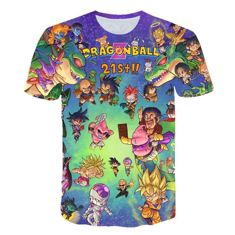 2026 Summer Dragon Ball Retro Fitness T-shirt Men's Oversized 3D Printed Short-sleeved Family Unisex Children's Sports Shirt