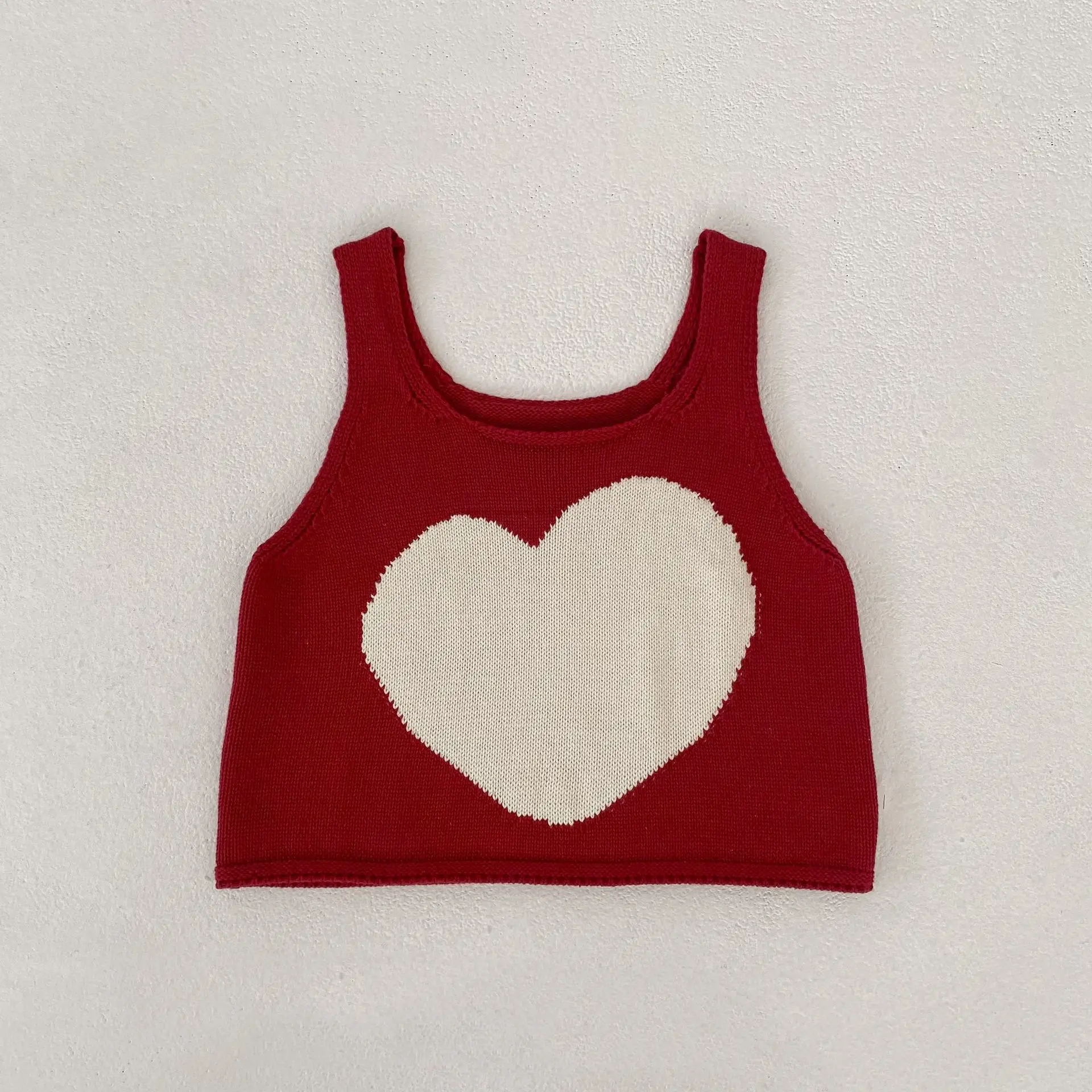 New Hot-Selling Summer Girls' Knit Color-Blocked Pattern Strap Vest for Outdoor Wear in Europe and America