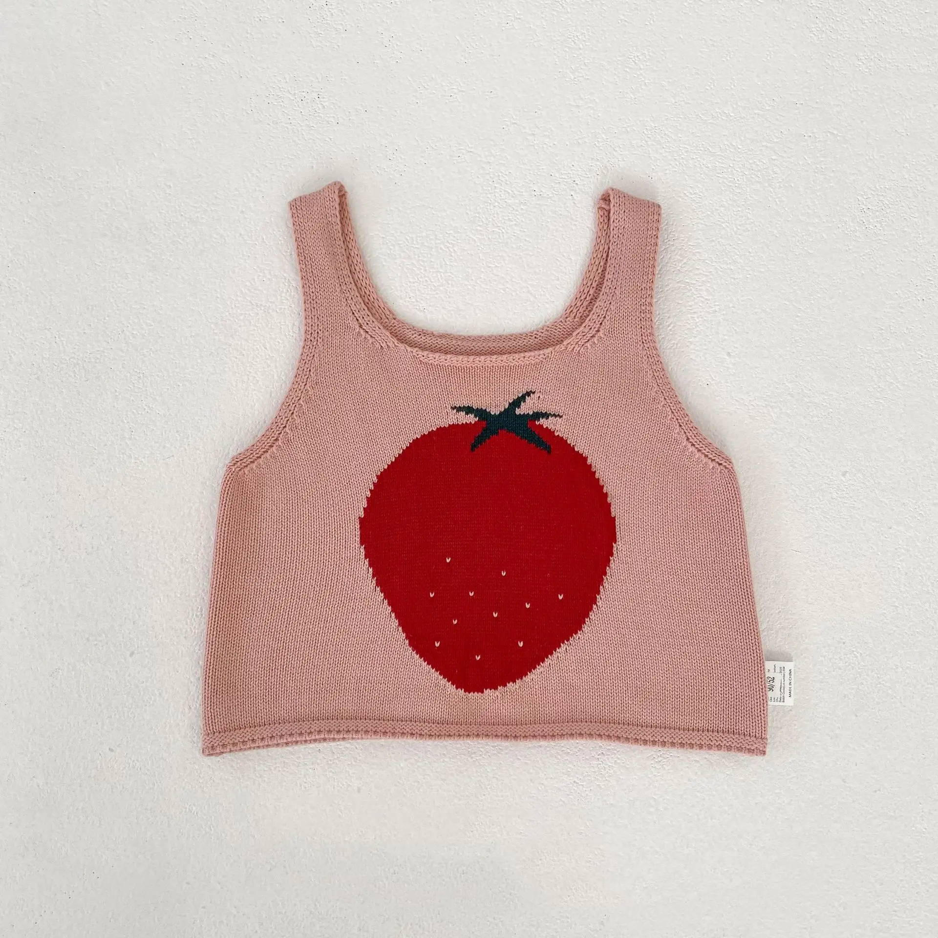 New Hot-Selling Summer Girls' Knit Color-Blocked Pattern Strap Vest for Outdoor Wear in Europe and America