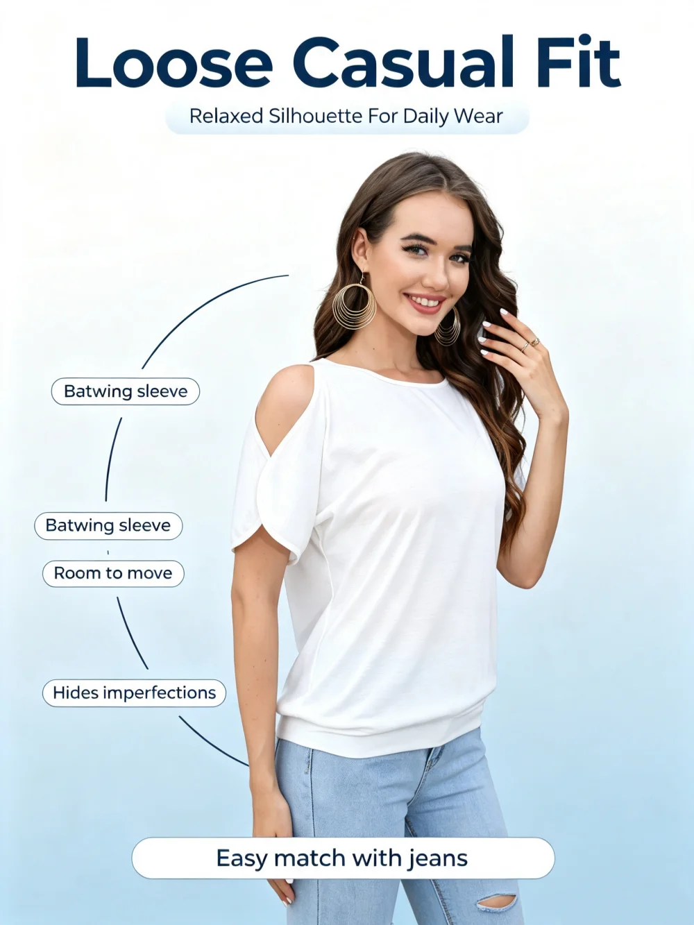 Women Cold Shoulder Short Sleeve T Shirts Back Tie Knot Loose Casual Solid White Blouse Summer Soft Tee Tops