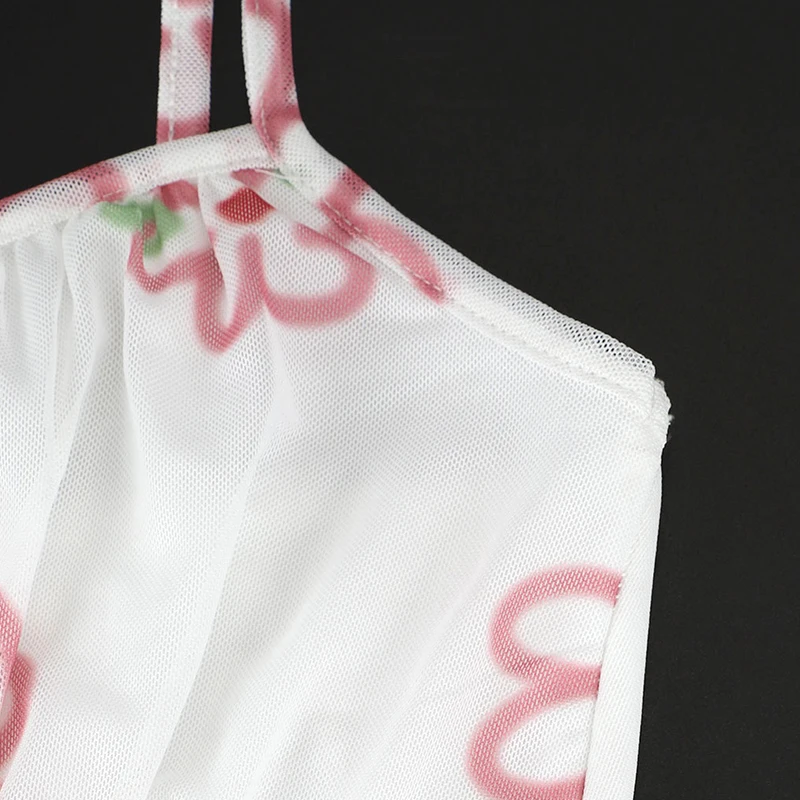 Women Sling Maxi Dresses Summer New Streetwear Fashion Lace-up Split Pink Sexy Print Dress Lady Backless Knitted Dress Clothing