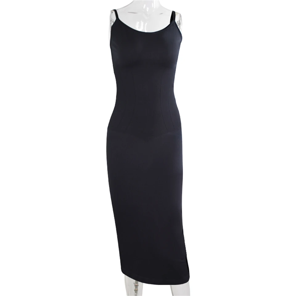 Wechery Plus Size Woman Clothing High Elasticity Abdominal Compression Slim Slip Dress Female Elegant Party Dresses