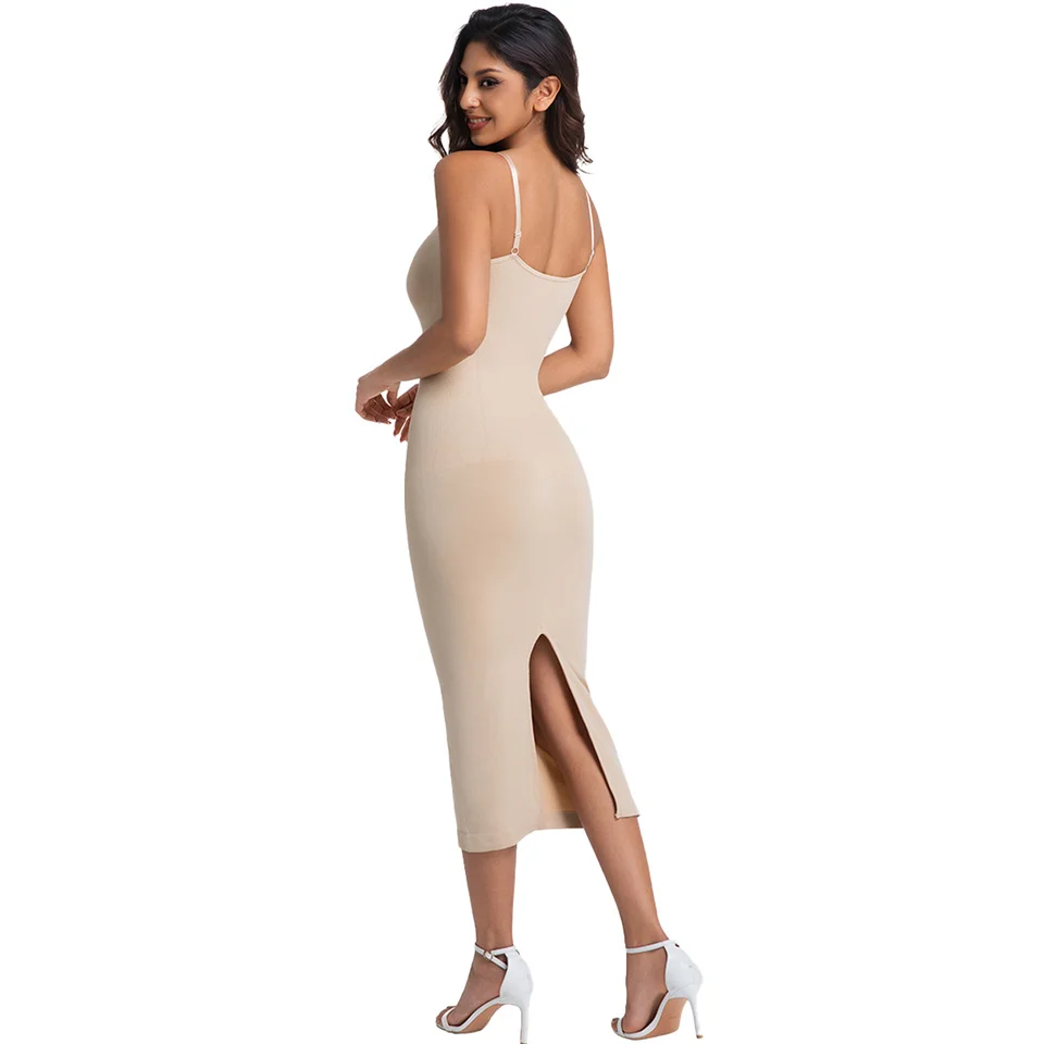 Wechery Plus Size Woman Clothing High Elasticity Abdominal Compression Slim Slip Dress Female Elegant Party Dresses