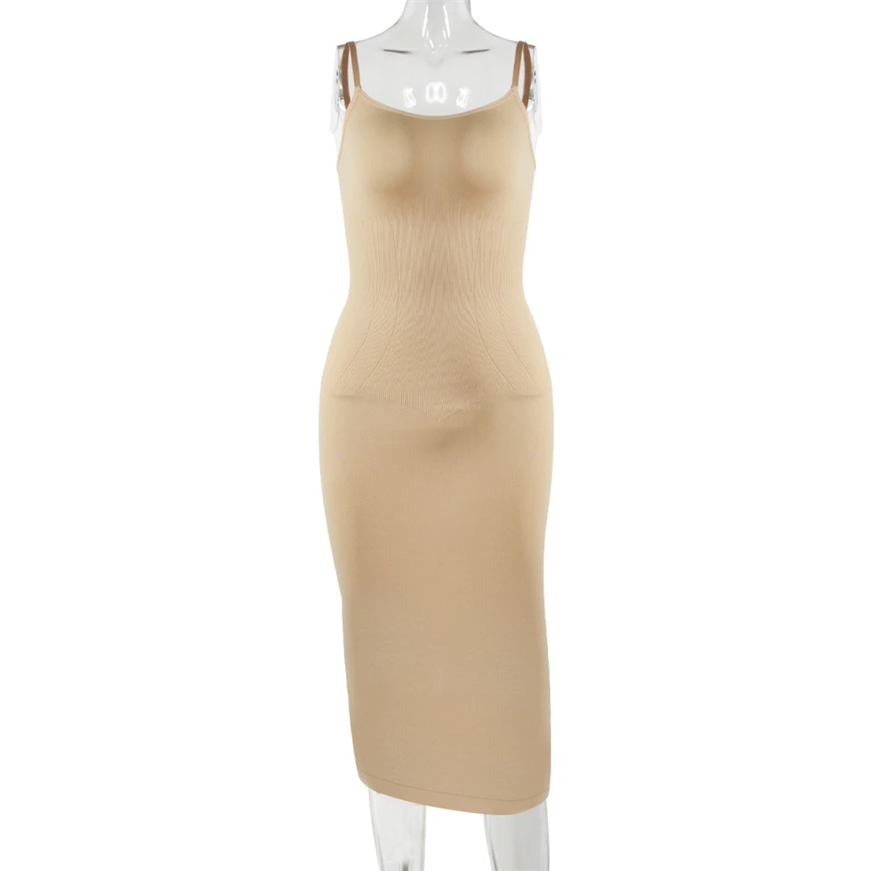 Wechery Plus Size Woman Clothing High Elasticity Abdominal Compression Slim Slip Dress Female Elegant Party Dresses