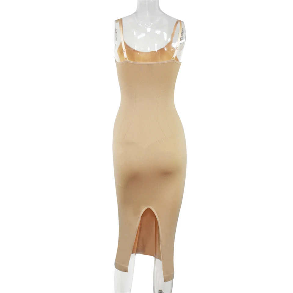 Wechery Plus Size Woman Clothing High Elasticity Abdominal Compression Slim Slip Dress Female Elegant Party Dresses