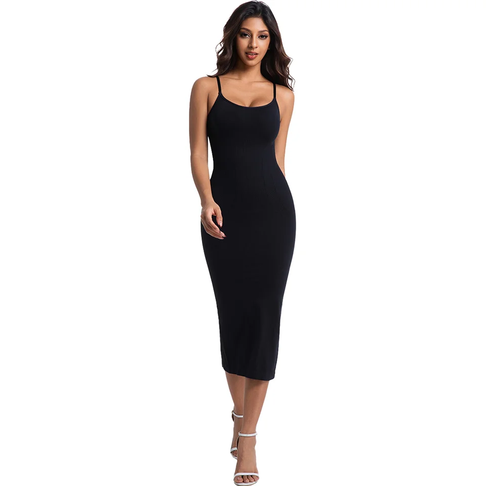Wechery Plus Size Woman Clothing High Elasticity Abdominal Compression Slim Slip Dress Female Elegant Party Dresses