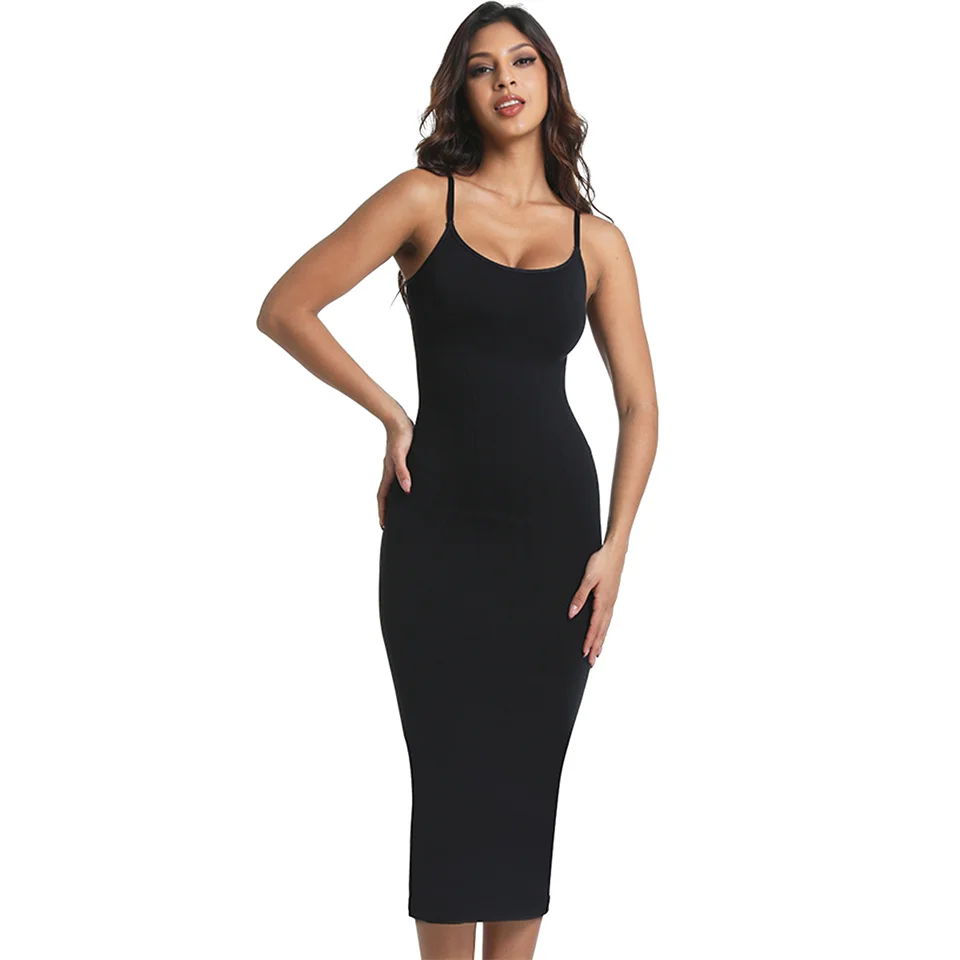 Wechery Plus Size Woman Clothing High Elasticity Abdominal Compression Slim Slip Dress Female Elegant Party Dresses