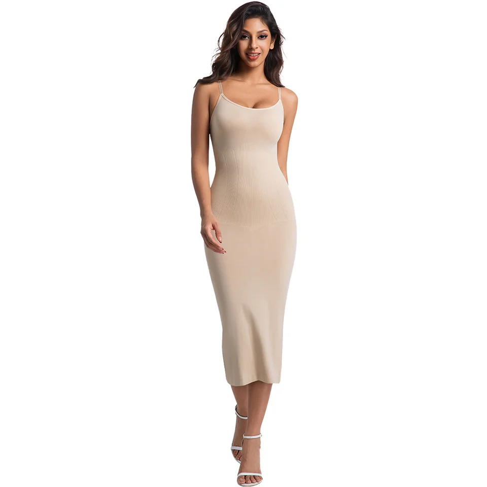 Wechery Plus Size Woman Clothing High Elasticity Abdominal Compression Slim Slip Dress Female Elegant Party Dresses