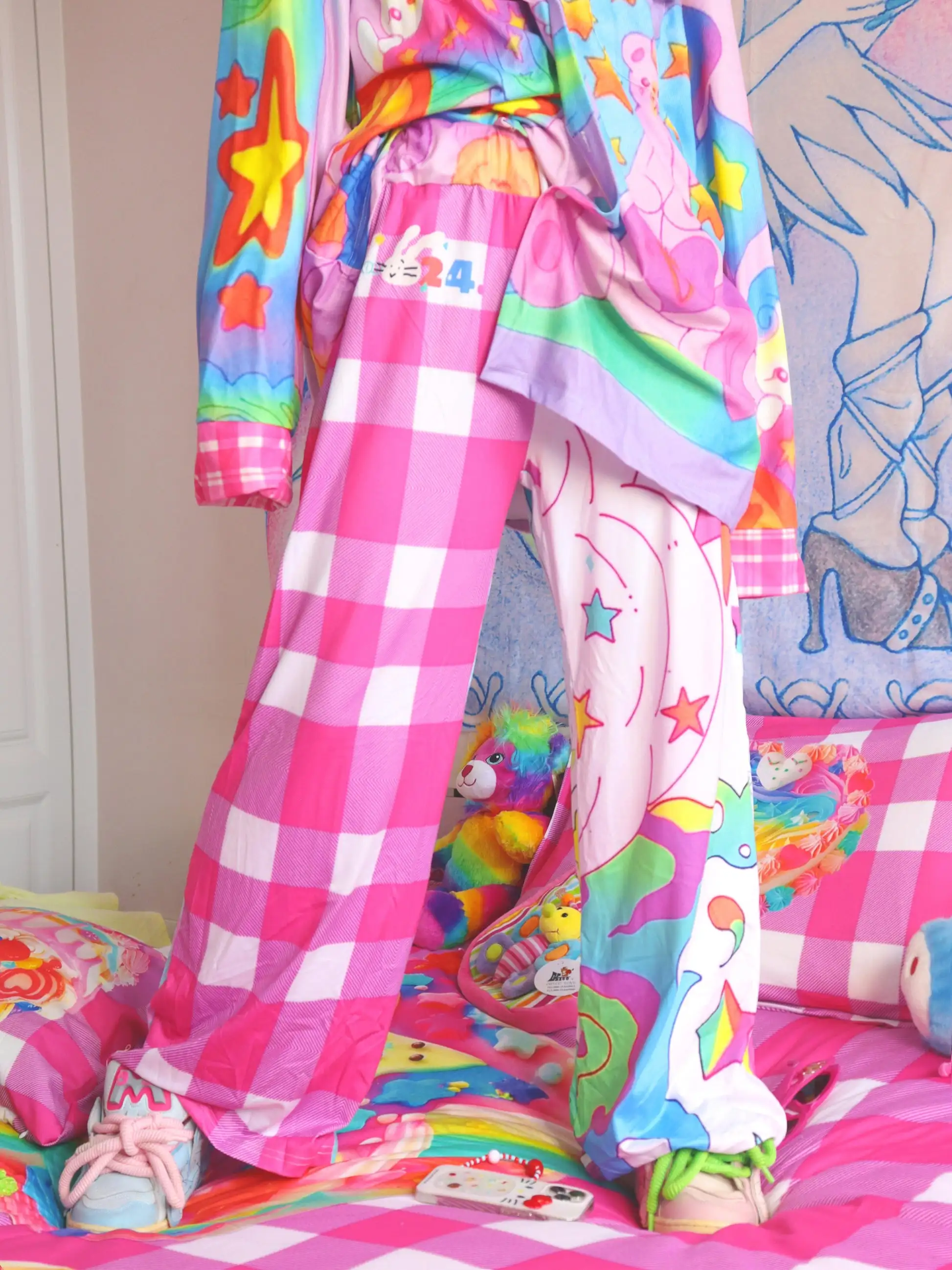 Summer New Rainbow Dopamine Pants Adults Kids Cute Y2k Harajuku Style Bottoms Fashionable Plus-size Breathable Extra Loose Pants