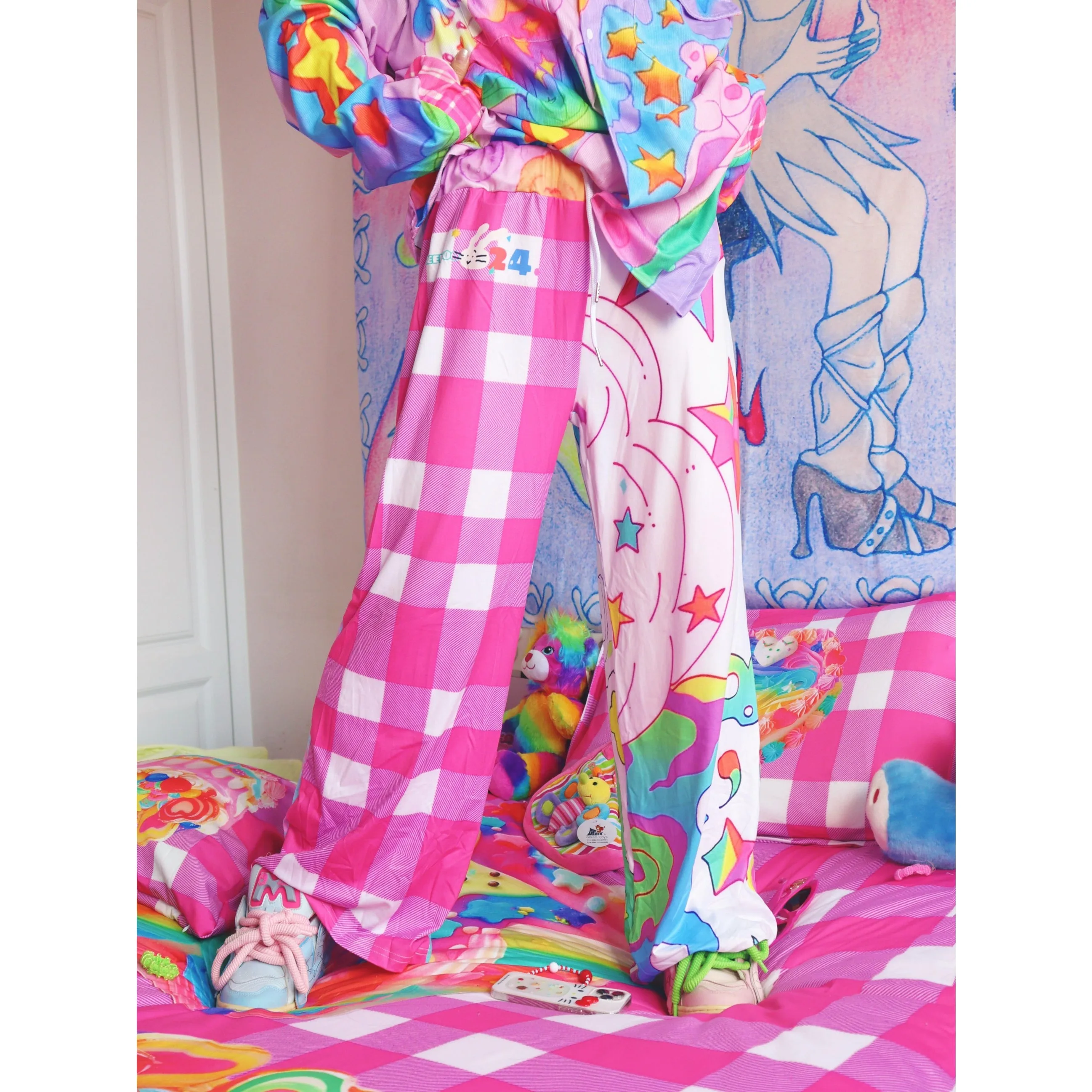 Summer New Rainbow Dopamine Pants Adults Kids Cute Y2k Harajuku Style Bottoms Fashionable Plus-size Breathable Extra Loose Pants