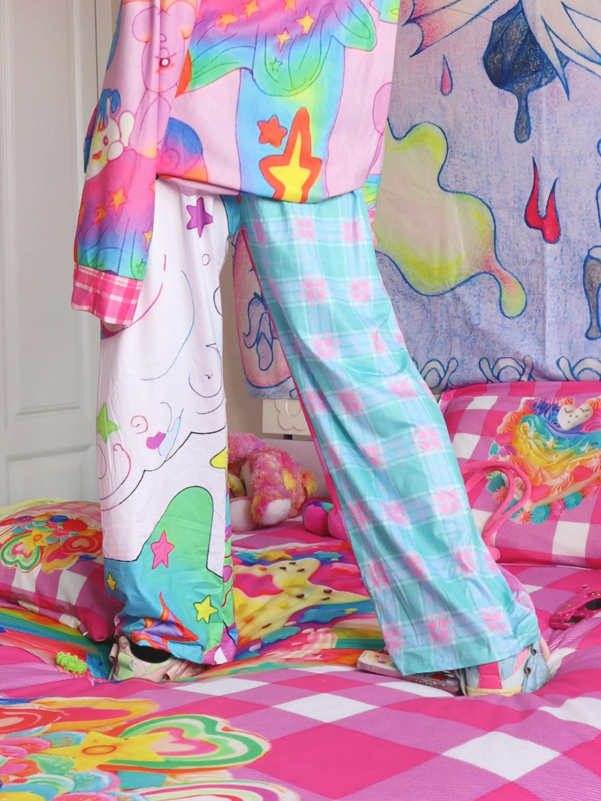 Summer New Rainbow Dopamine Pants Adults Kids Cute Y2k Harajuku Style Bottoms Fashionable Plus-size Breathable Extra Loose Pants