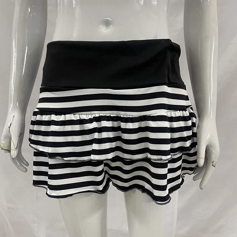 Spring Y2K Japanese Korean Sweet Style Short Skirt Trend Sexy Fashionable Striped Contrasting A-Line Skirt for Women