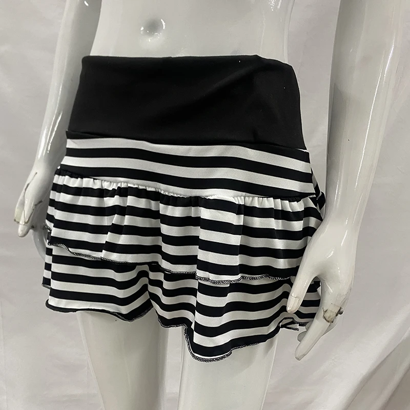 Spring Y2K Japanese Korean Sweet Style Short Skirt Trend Sexy Fashionable Striped Contrasting A-Line Skirt for Women