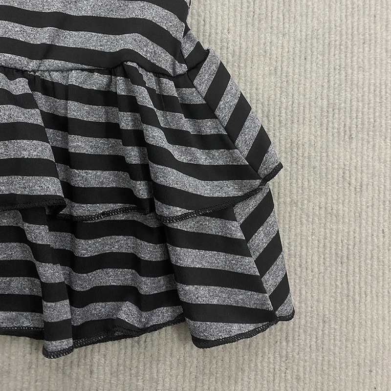 Spring Y2K Japanese Korean Sweet Style Short Skirt Trend Sexy Fashionable Striped Contrasting A-Line Skirt for Women