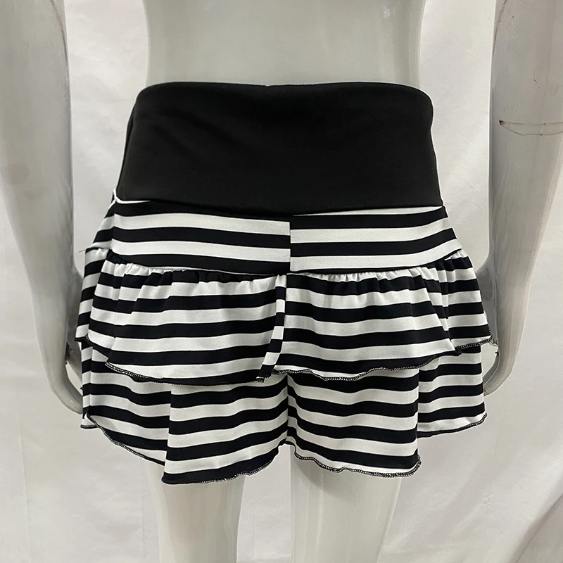 Spring Y2K Japanese Korean Sweet Style Short Skirt Trend Sexy Fashionable Striped Contrasting A-Line Skirt for Women