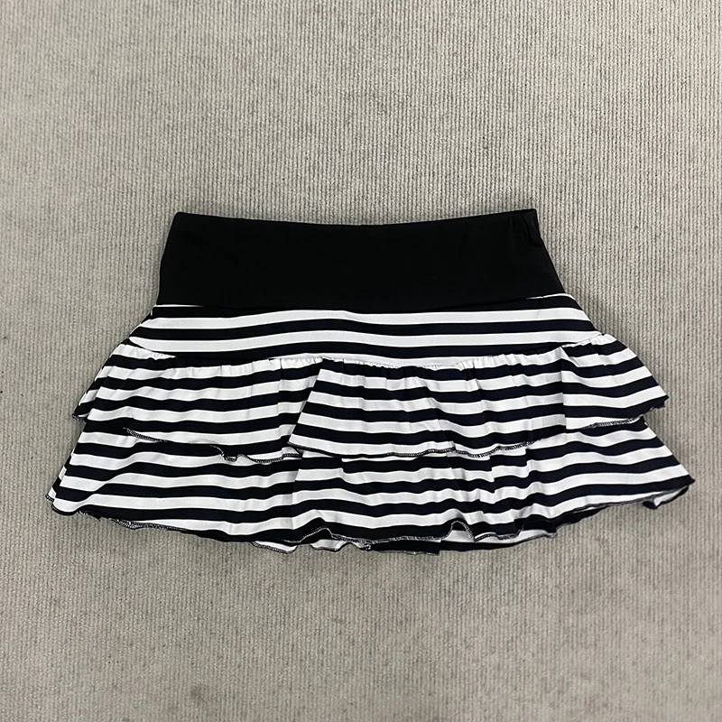 Spring Y2K Japanese Korean Sweet Style Short Skirt Trend Sexy Fashionable Striped Contrasting A-Line Skirt for Women