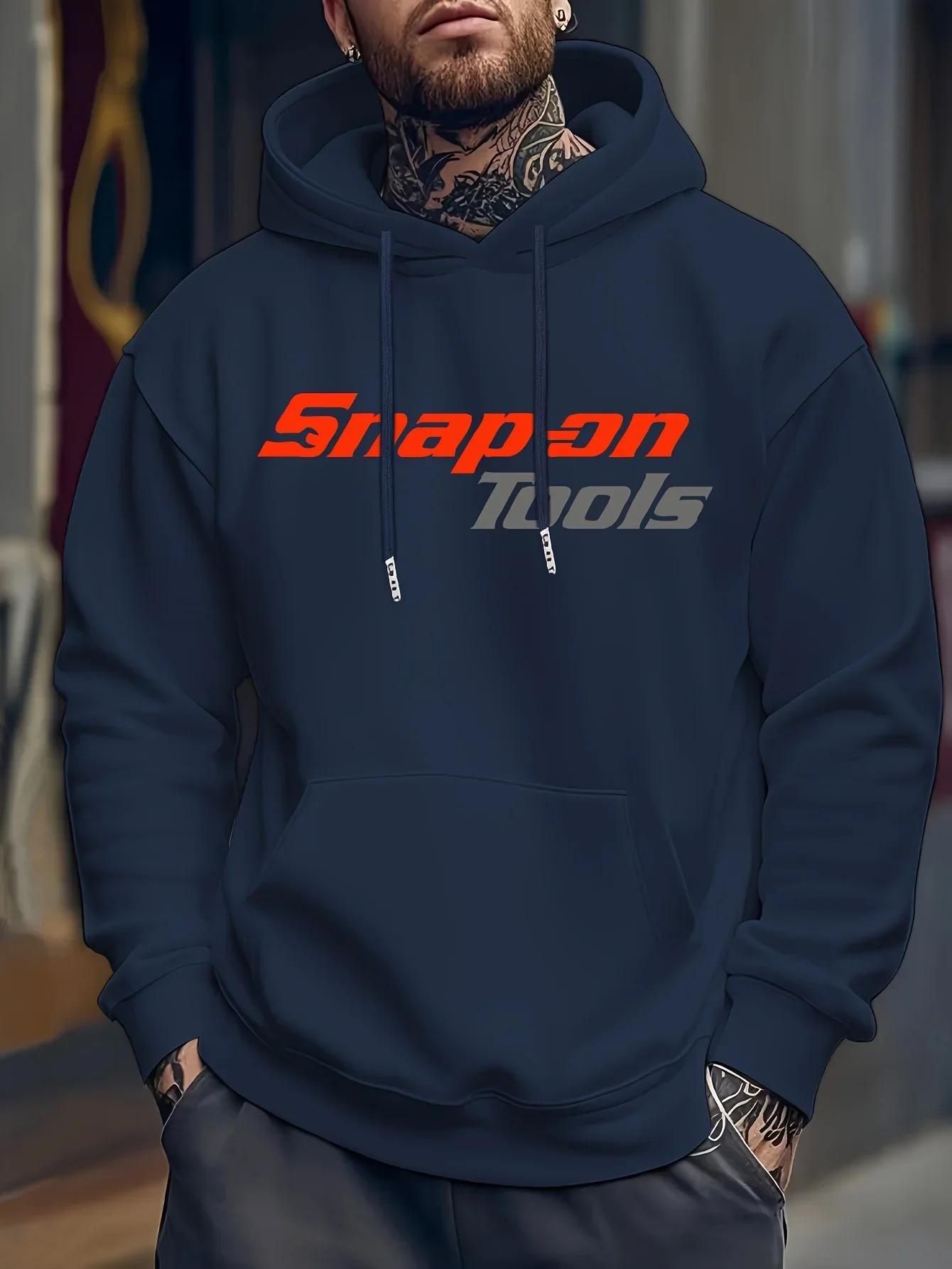 2026 Men's Casual Hoodie with Eye-catching Pattern "SNAP ON TOOLS" Regular Style Hoodie