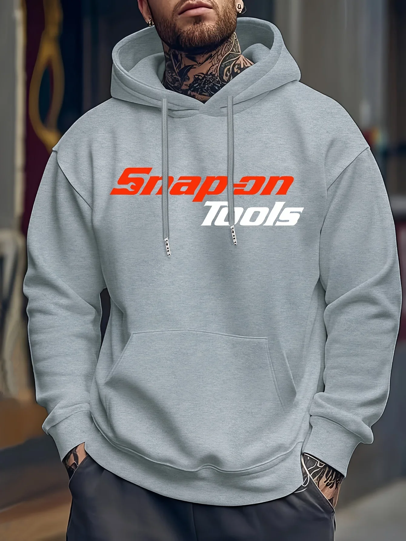 2026 Men's Casual Hoodie with Eye-catching Pattern "SNAP ON TOOLS" Regular Style Hoodie