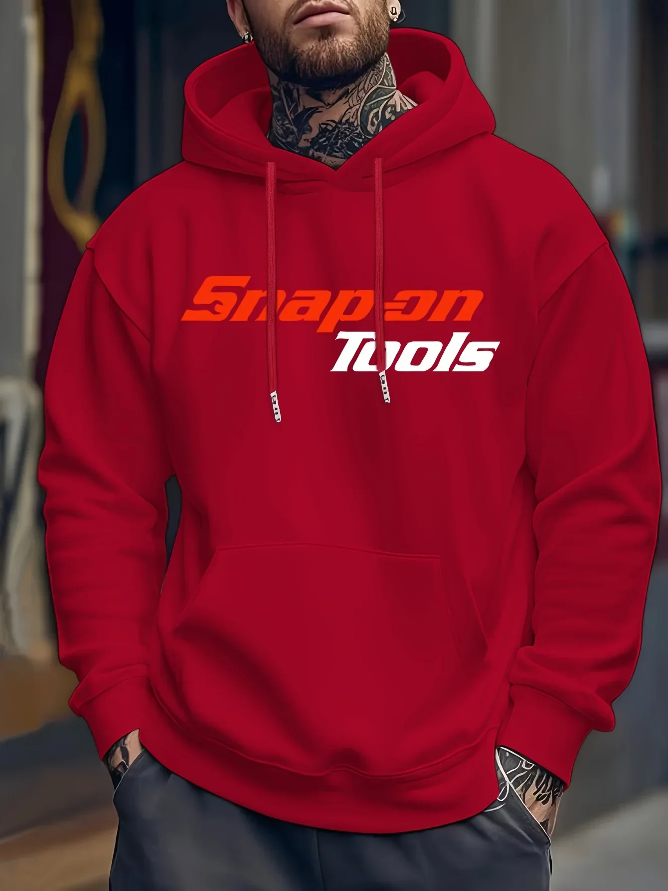 2026 Men's Casual Hoodie with Eye-catching Pattern "SNAP ON TOOLS" Regular Style Hoodie
