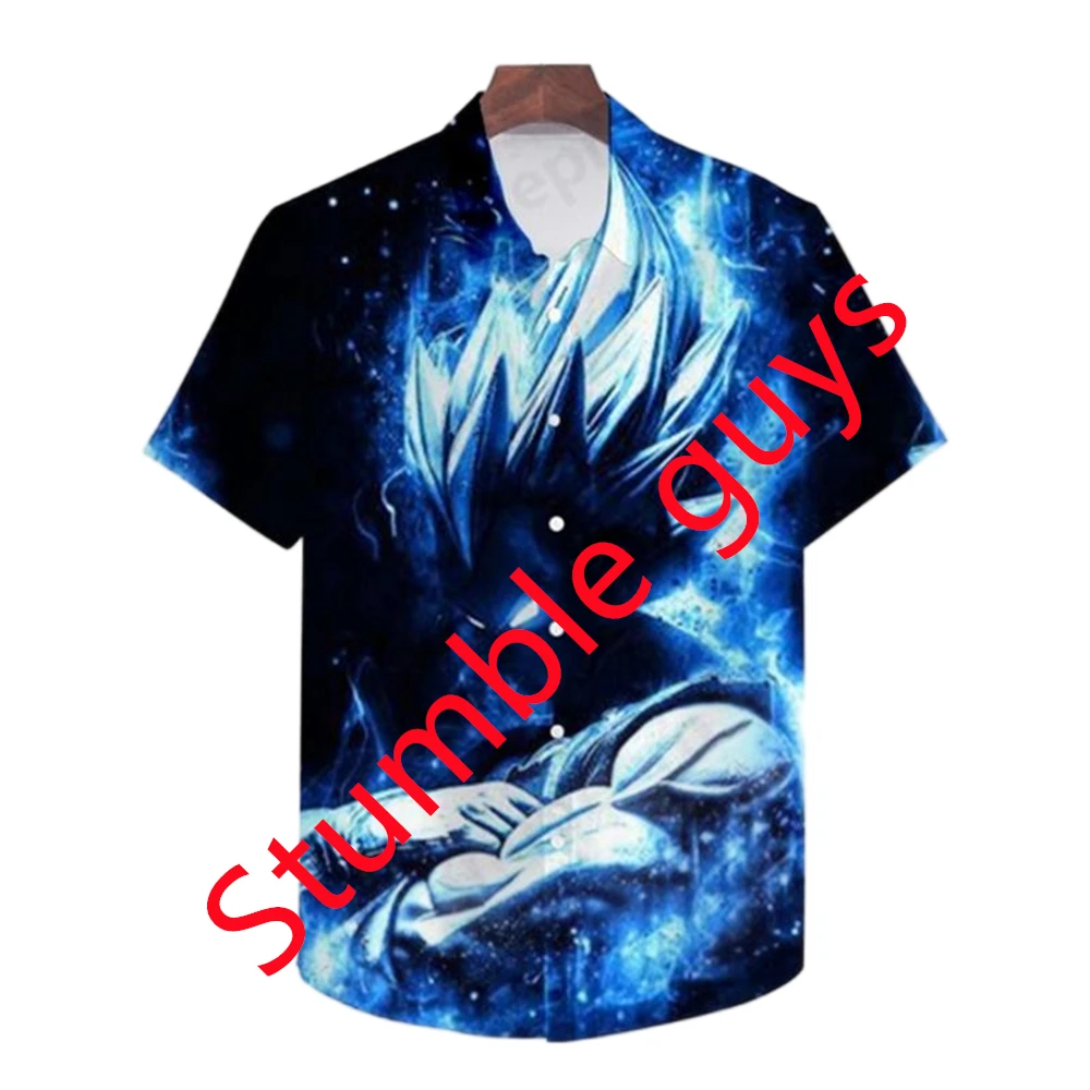 Summer Vegeta Theme Hawaiian Shirt Men Dragon Ball Shirt Men Clothes Fashion Tops