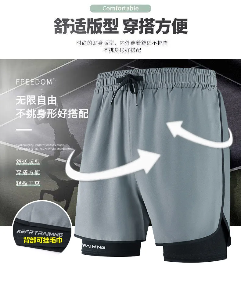 Men Running Shorts Gym Sports 2 in 1 Camo Quick Dry Workout Training Gym Fitness Jogging Short Sweatpants Summer Men Sportswear