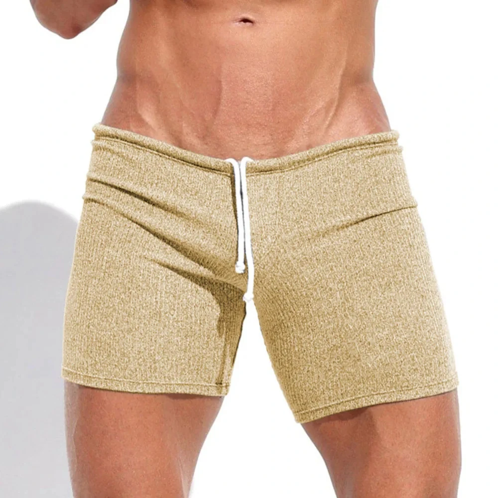 Summer Men's Casual Breathable Drawstring Shorts Solid-color Swimwear for Running Sports Surfing Beach And Vacation