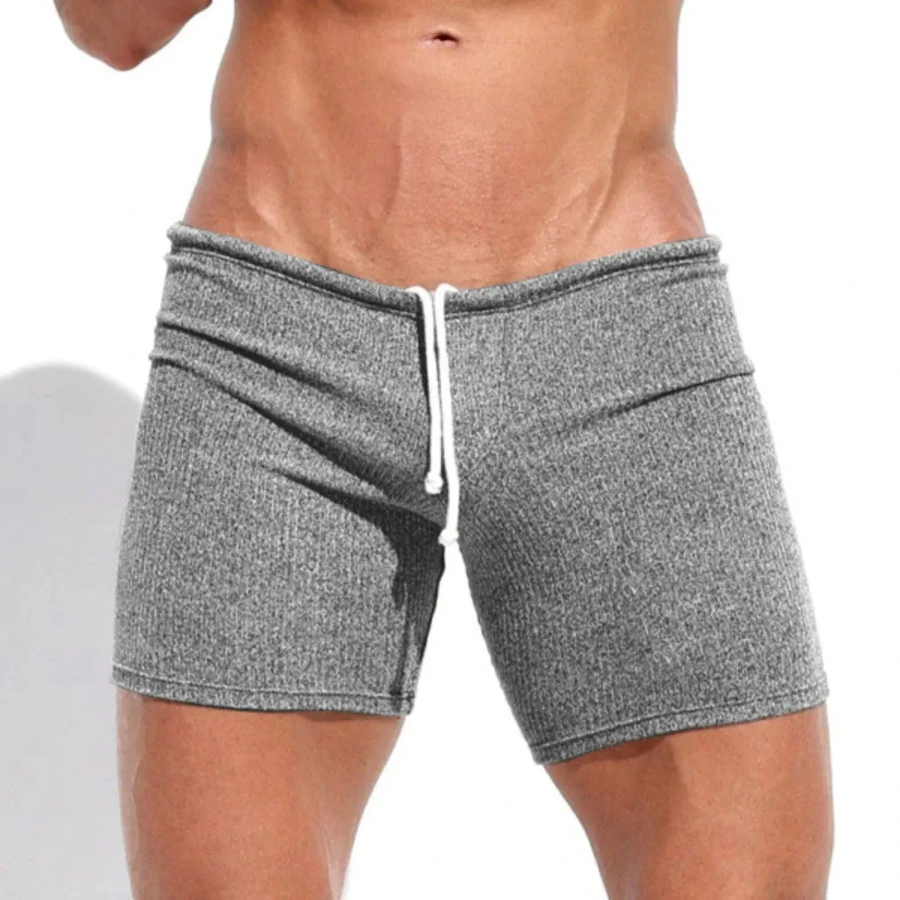 Summer Men's Casual Breathable Drawstring Shorts Solid-color Swimwear for Running Sports Surfing Beach And Vacation
