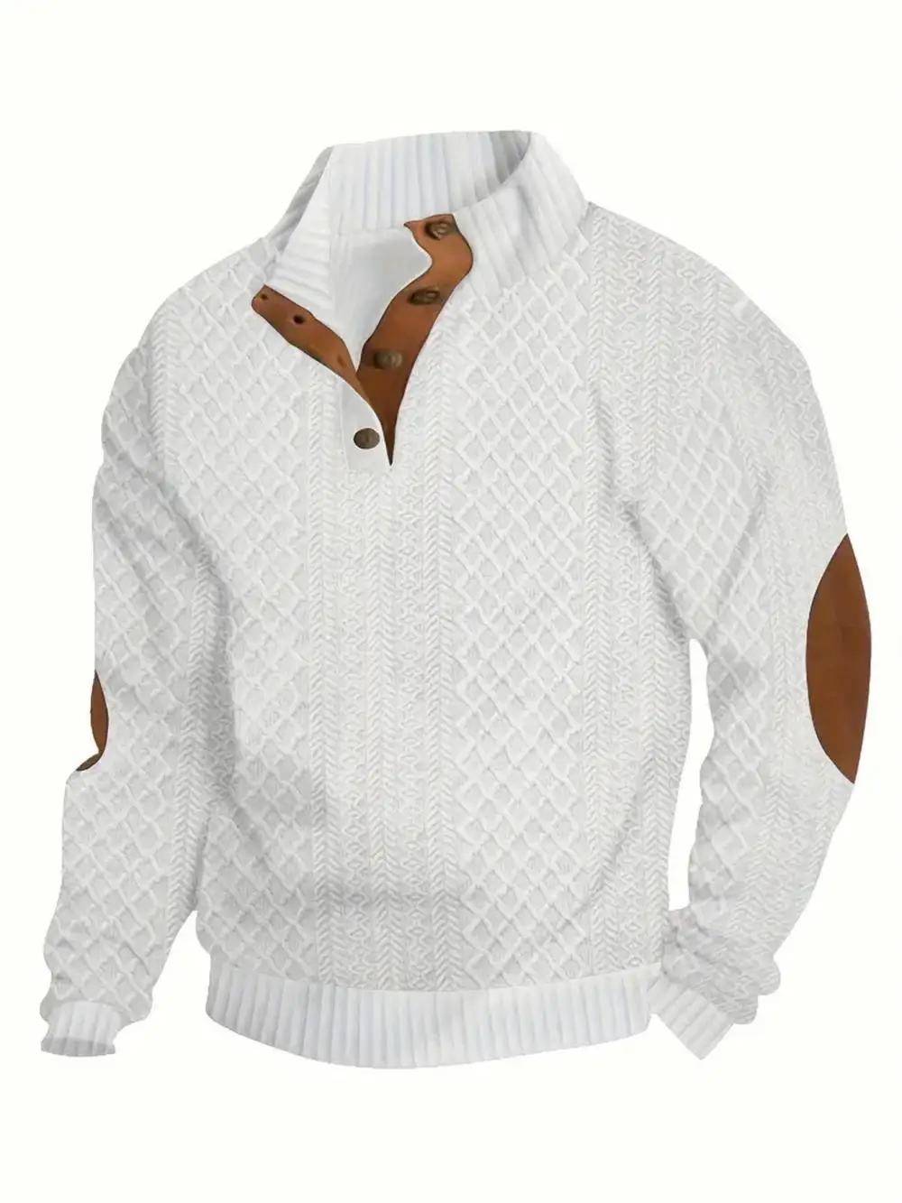 2026 Men's Spring and Autumn Hot Selling Fashionable Men's Casual Standing Collar Long Sleeved Jacquard Lapel Pullover Sweater