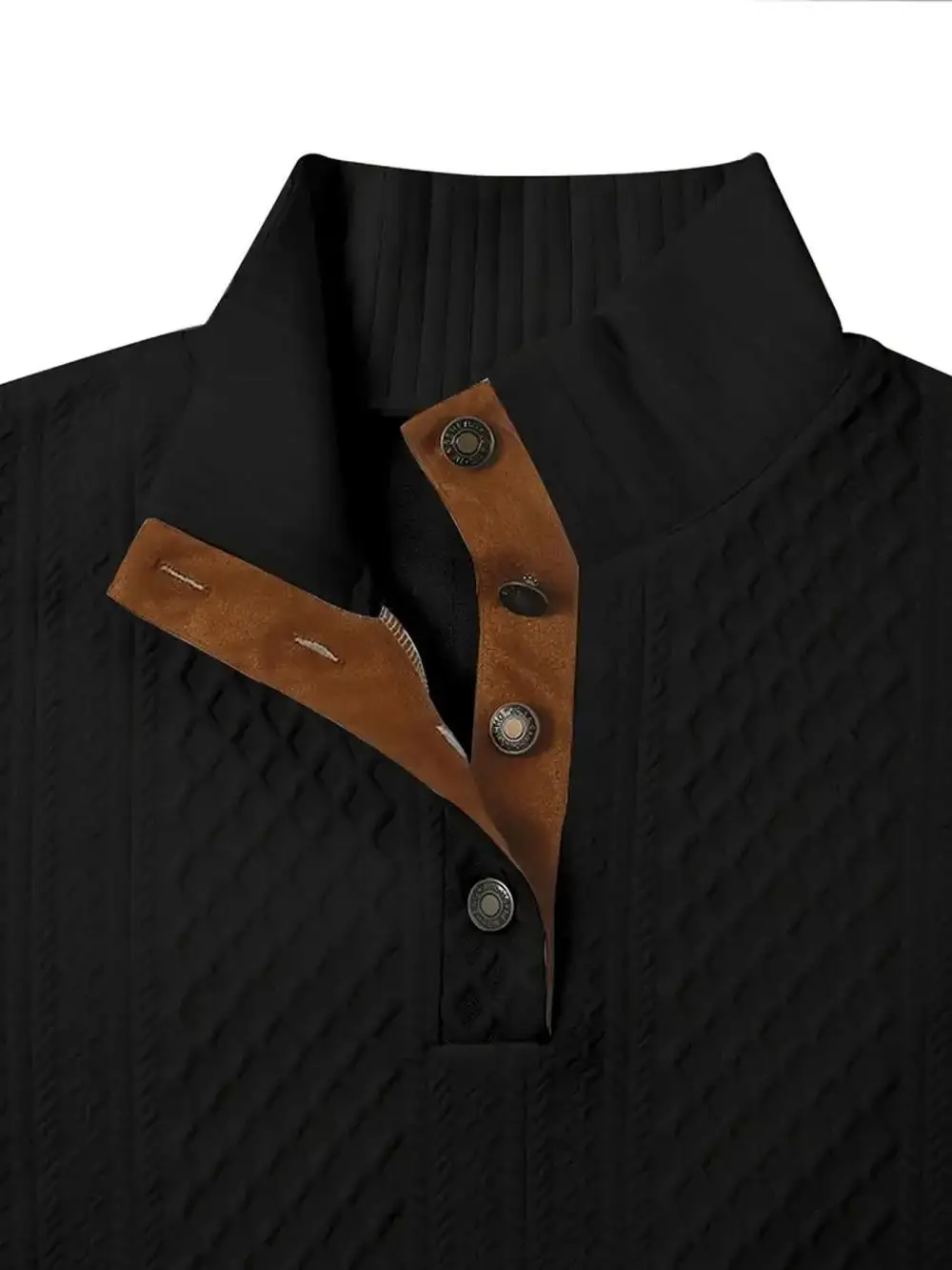 2026 Men's Spring and Autumn Hot Selling Fashionable Men's Casual Standing Collar Long Sleeved Jacquard Lapel Pullover Sweater