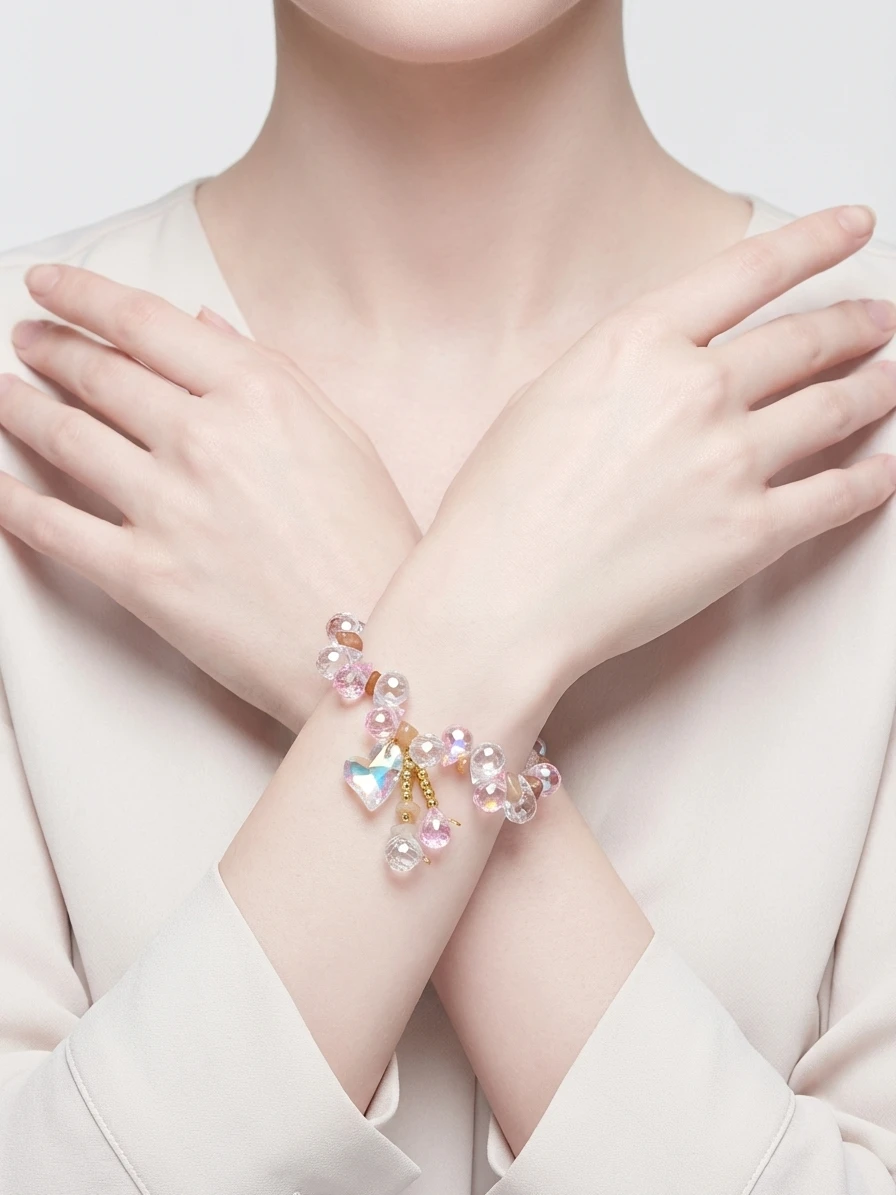 Designer Summer Fresh Crystal Bracelet for Women, Korean Fashion Light Luxury Bracelet, Gift for Best Friends, Wrist Accessory