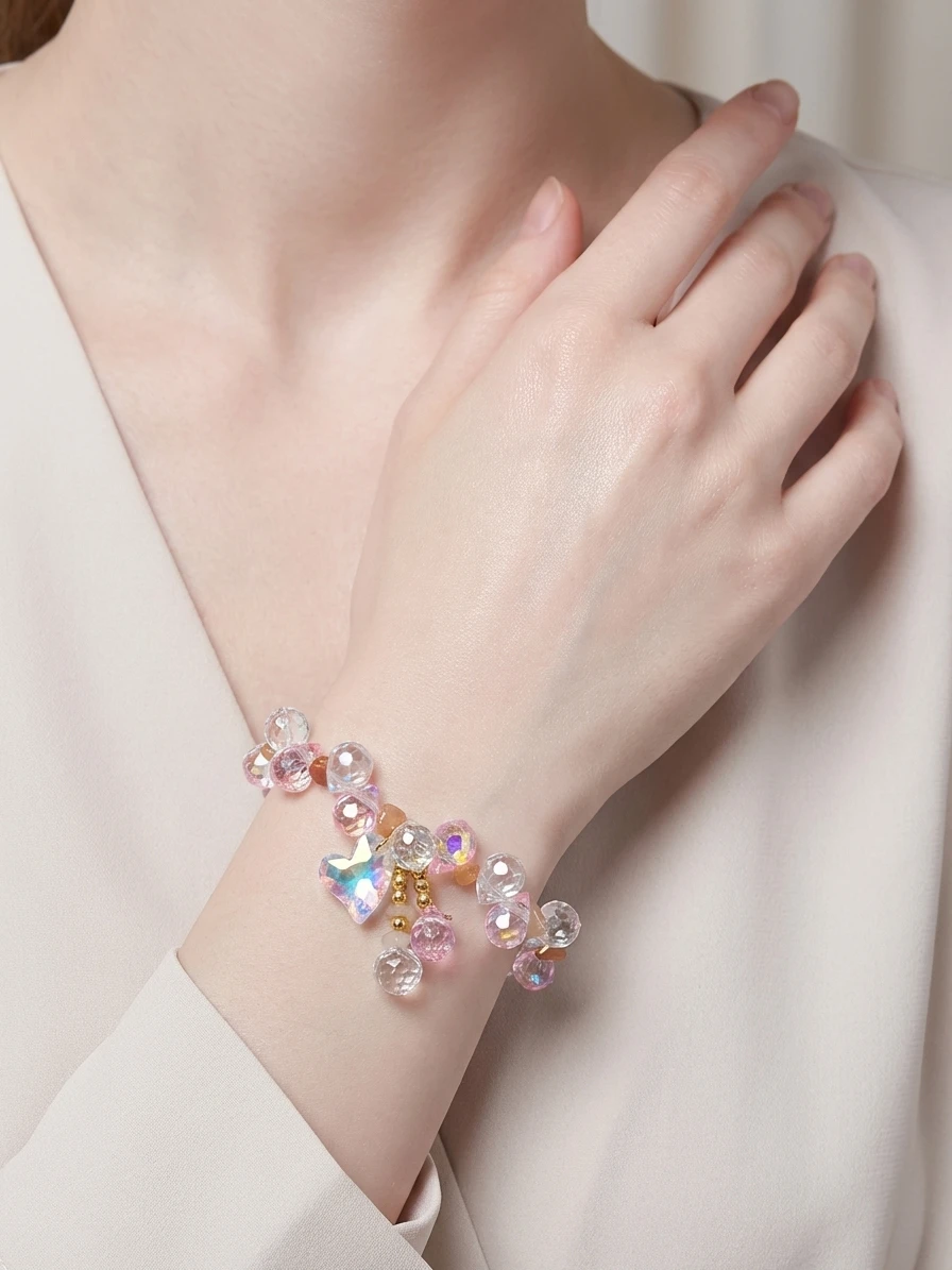 Designer Summer Fresh Crystal Bracelet for Women, Korean Fashion Light Luxury Bracelet, Gift for Best Friends, Wrist Accessory