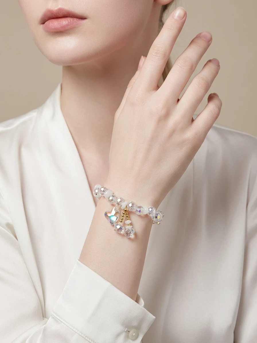 Designer Summer Fresh Crystal Bracelet for Women, Korean Fashion Light Luxury Bracelet, Gift for Best Friends, Wrist Accessory