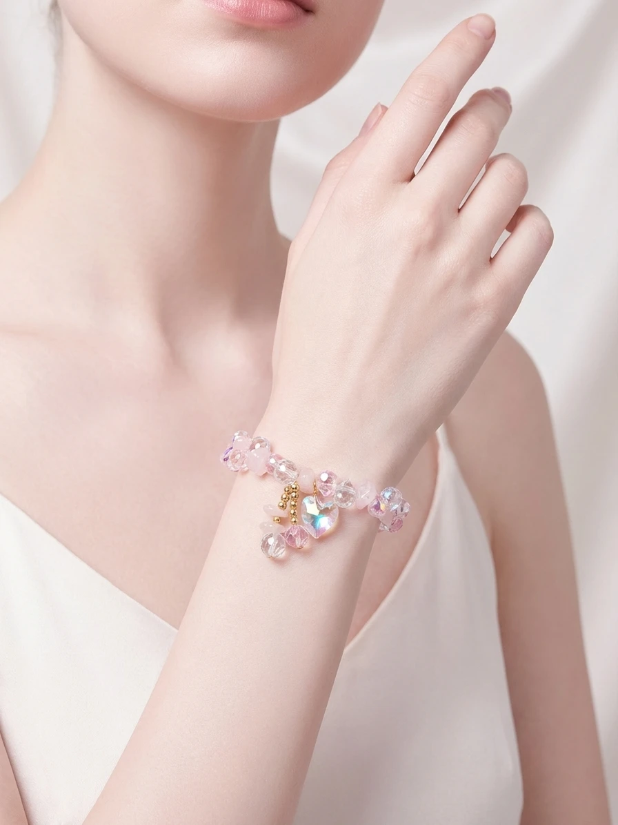 Designer Summer Fresh Crystal Bracelet for Women, Korean Fashion Light Luxury Bracelet, Gift for Best Friends, Wrist Accessory