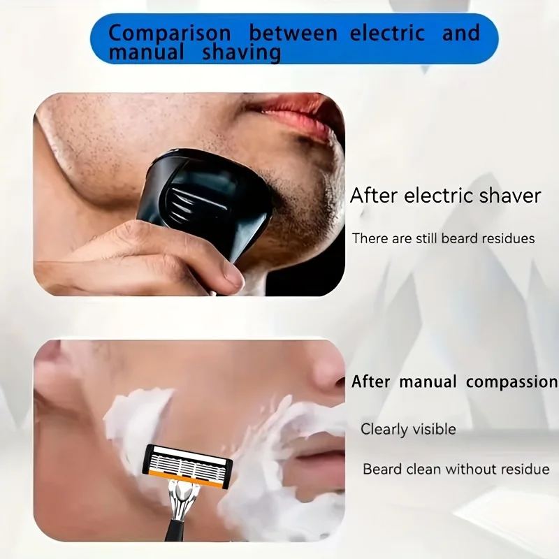 6-Layers Safety Razor Set High Quality Men Razor Sharp Stainless Steel Shaving Changeable Shaver Head Blade