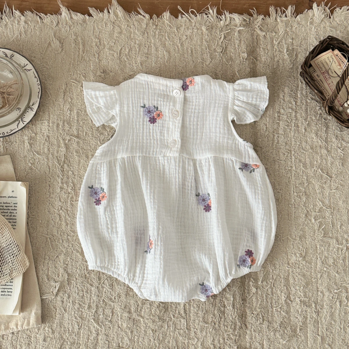 Baby Girl Clothing New Summer Newborn Baby Girl Romper Embroidered Flowers Cotton Toddler Baby Girls Jumpsuit 1-18M