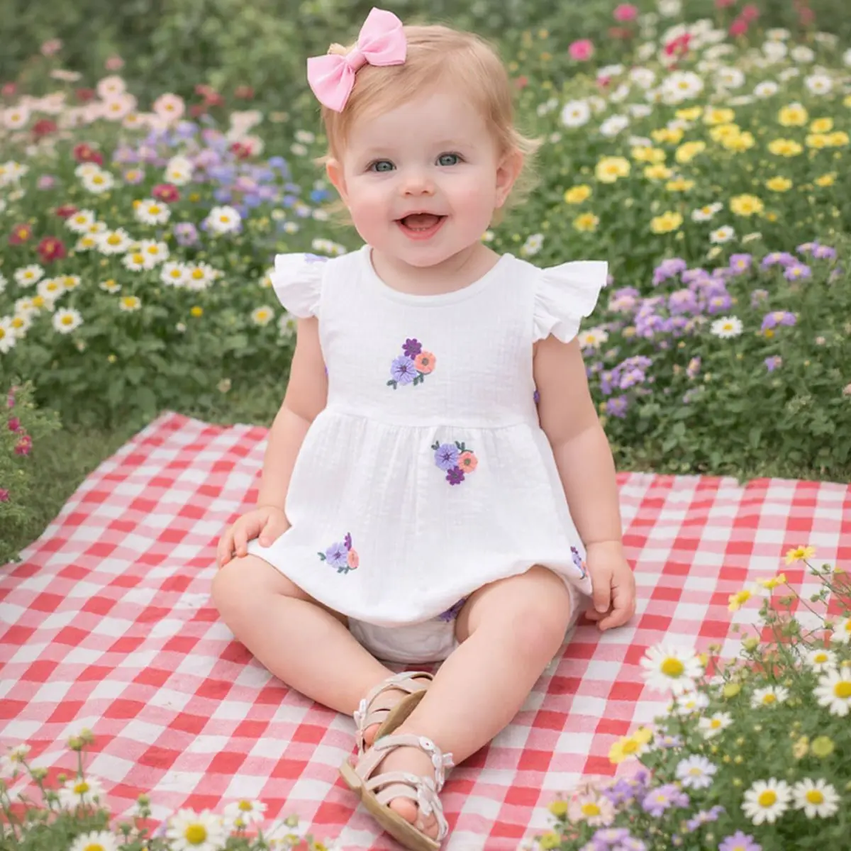 Baby Girl Clothing New Summer Newborn Baby Girl Romper Embroidered Flowers Cotton Toddler Baby Girls Jumpsuit 1-18M