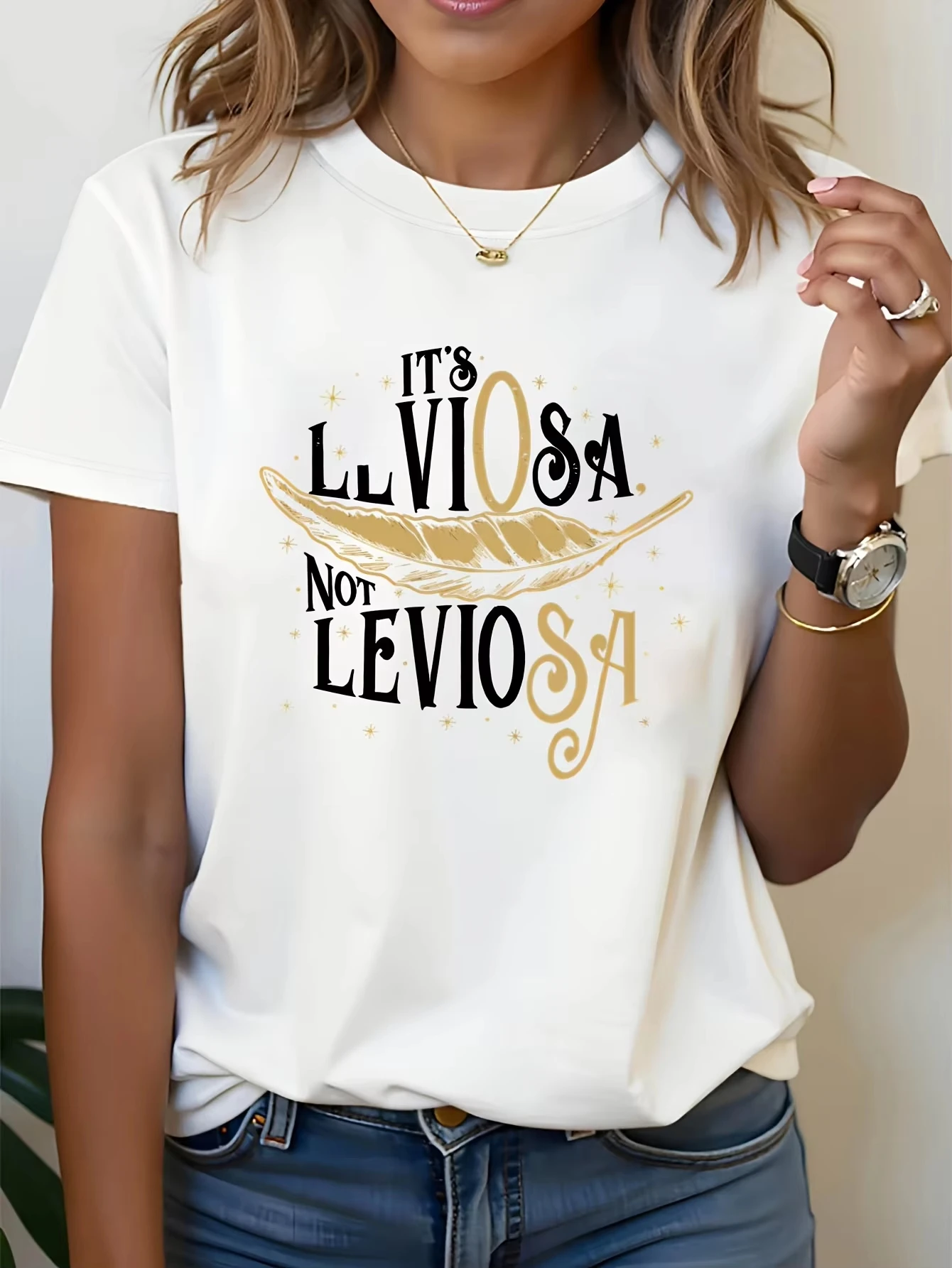 It's Leviosa Not Leviosa Graphic Women's T-Shirt Casual Short Sleeve Tops Comfortable Summer Y2k T-shirt Women Clothing