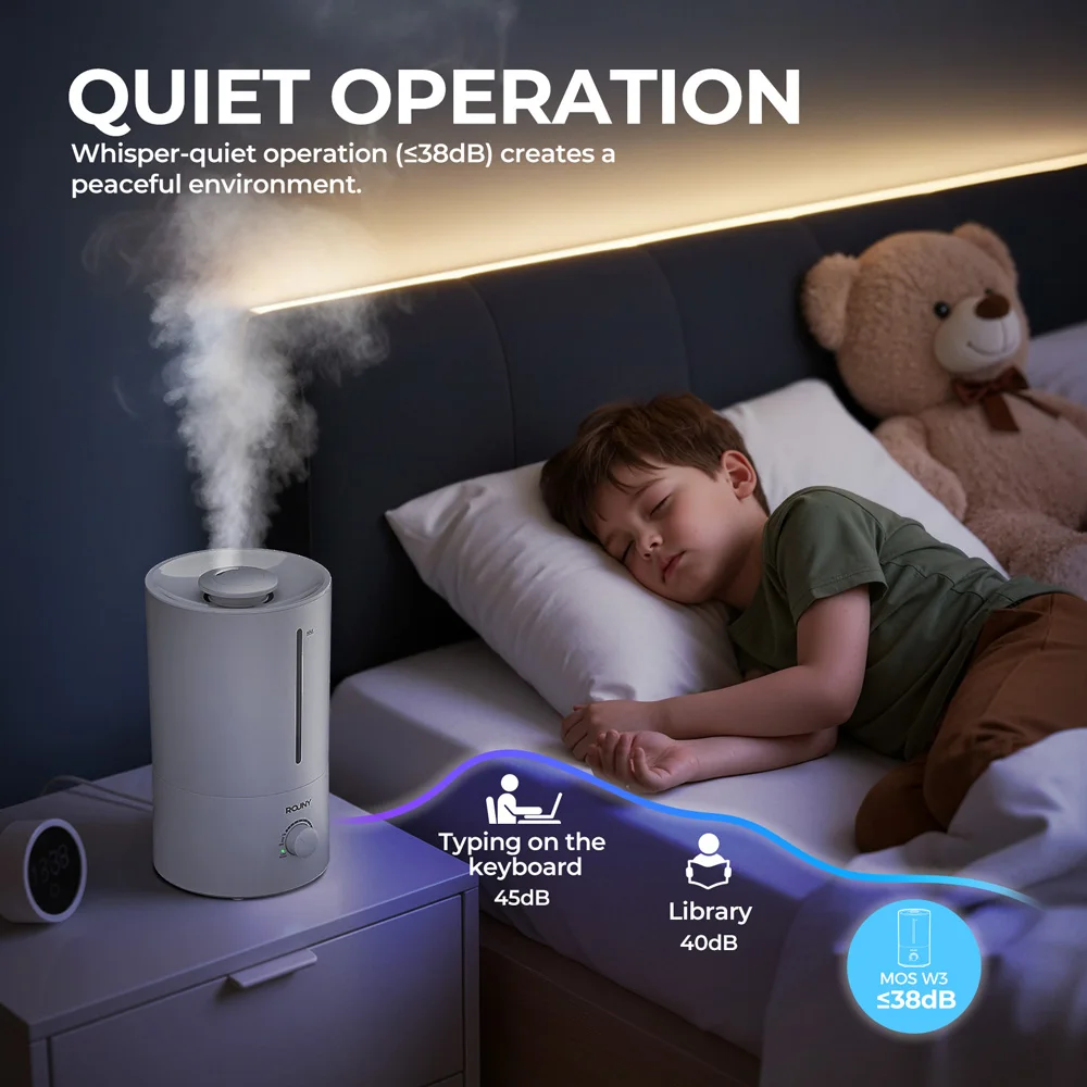 Air Humidifier with Low Water Protection, 4L Large Capacity Ultrasonic Humidifier