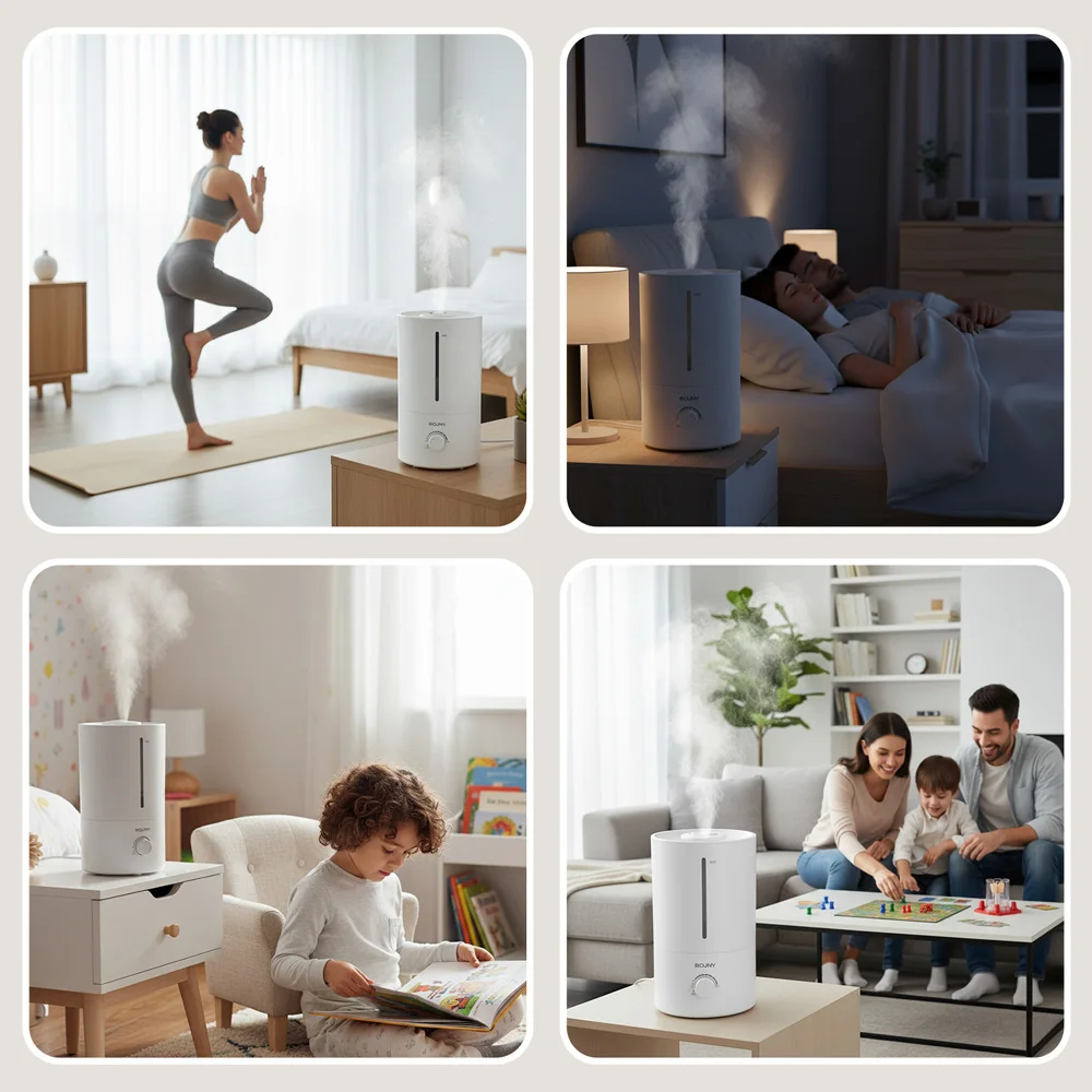 Air Humidifier with Low Water Protection, 4L Large Capacity Ultrasonic Humidifier