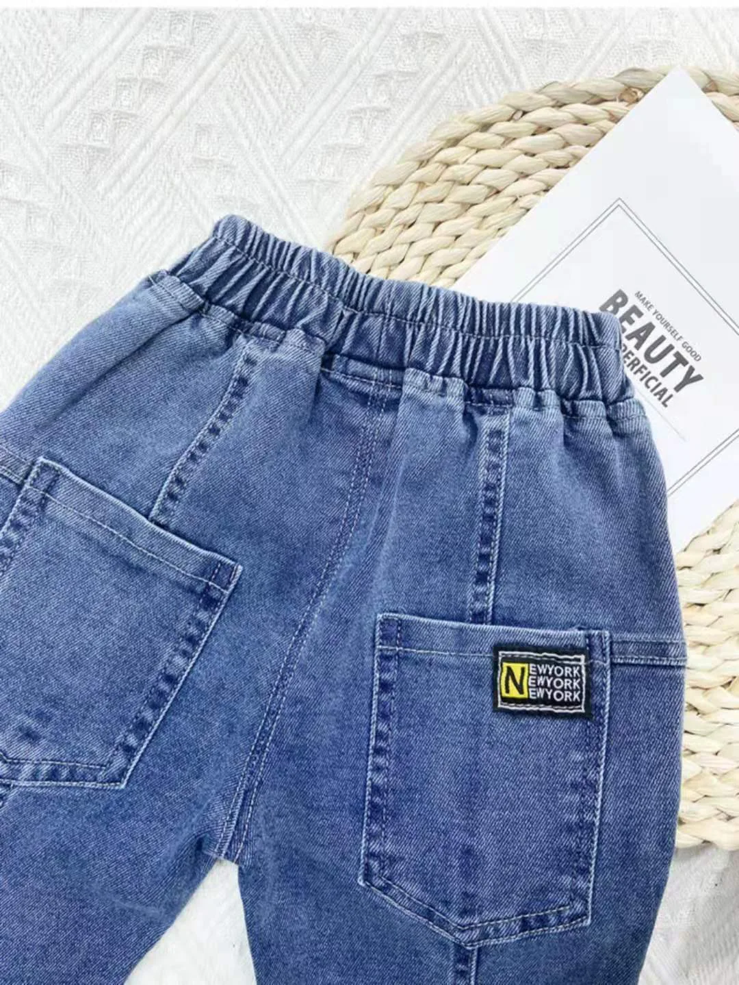 Spring Summer Kids Jeans Baby Boys Girls Jeans Casual Solid Denim Boys Harem Pants 1-7 Year Toddler Kids Casual Denim Trouser