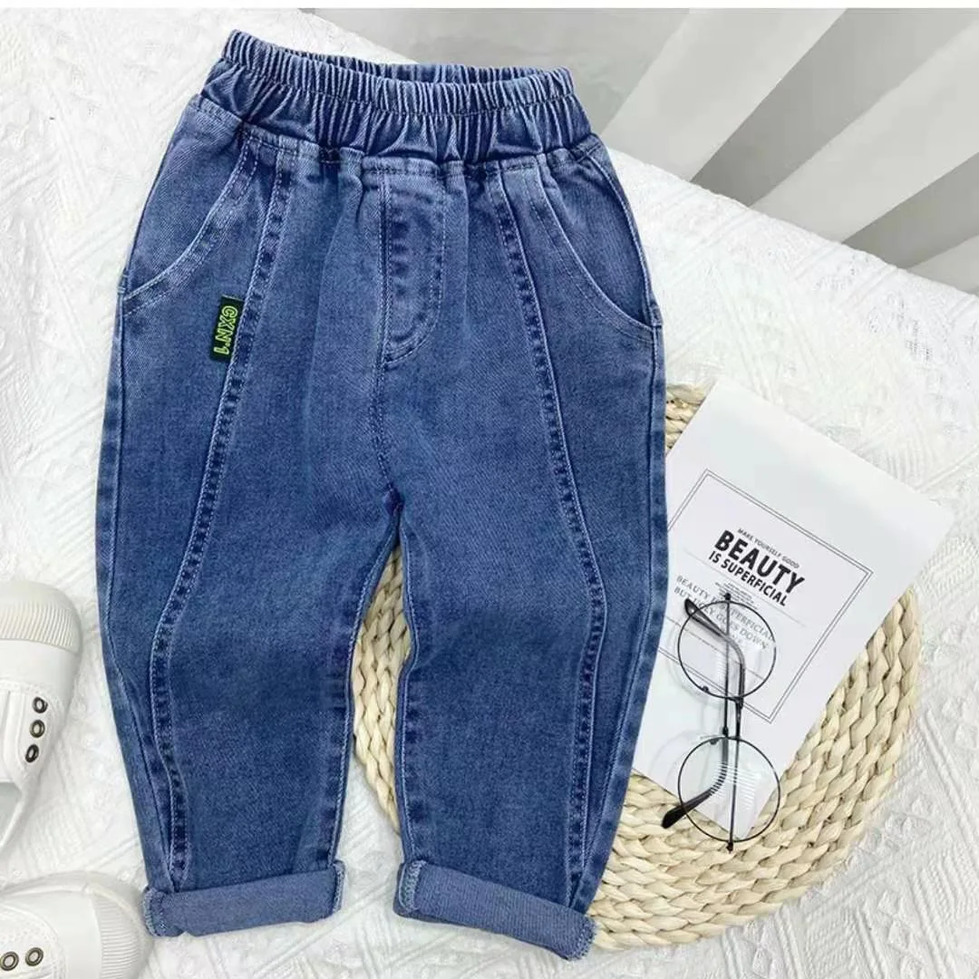 Spring Summer Kids Jeans Baby Boys Girls Jeans Casual Solid Denim Boys Harem Pants 1-7 Year Toddler Kids Casual Denim Trouser